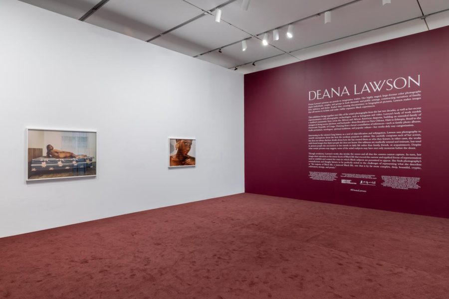 Artist Deana Lawsons self-titled exhibition at the Institute of Contemporary Art primarily presents her large-scale color photographs. Installation view, Deana Lawson, The Institute of Contemporary Art/Boston, 2021. Photo credit to Mel Taing.