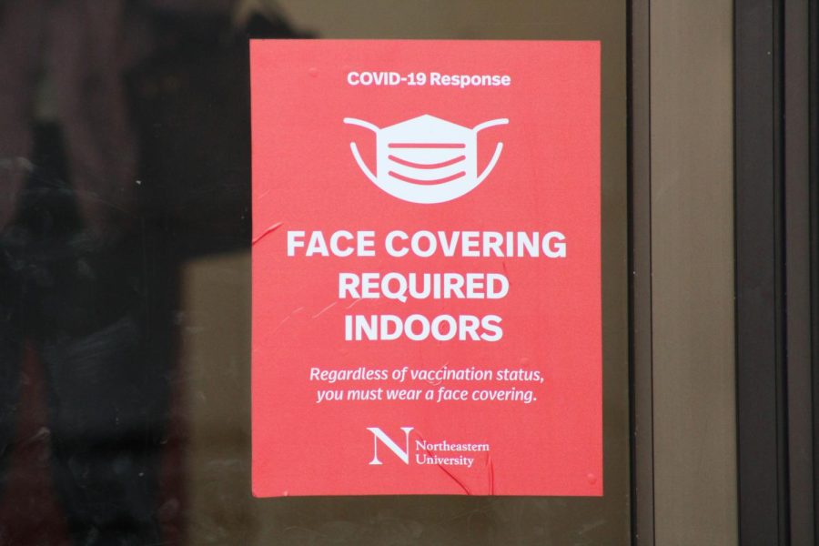 A+face+covering+requirement+at+Cabot+Testing+Center.+Northeastern+announced+it+is+evaluating+its+mask+mandate+Friday.
