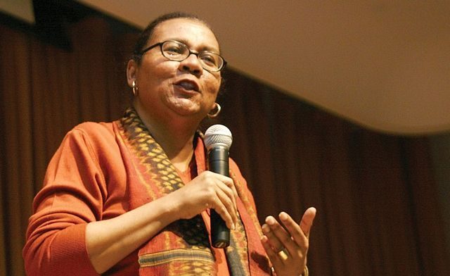 To celebrate bell hooks (pictured) and discuss her works and influence, Dr. Régine Jean-Charles organized a full-day symposium with panelists from across the greater Boston area. 
Photo available through public domain. 