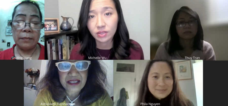A year after the 2021 Atlanta spa shootings, Boston-area Asian American women leaders gathered in an online panel March 14 to share their stories. Photo credit Karissa Korman.