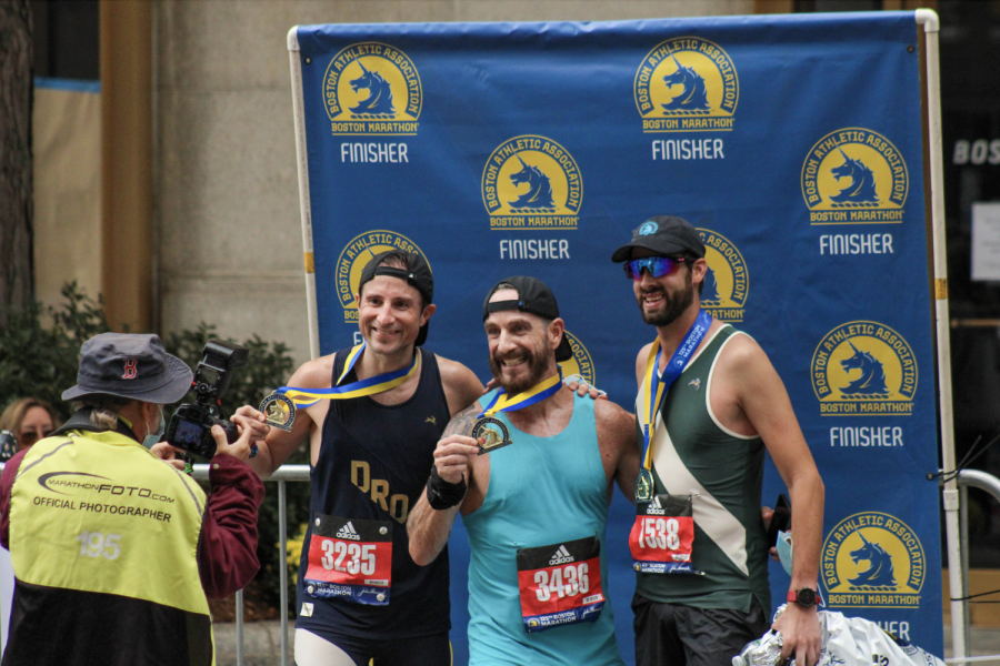 After the race, athletes met up with family and friends, posed for pictures and took time to recover. The 26.2-mile race started in Hopkinton, MA, and ended on Boylston Street in Boston, MA.