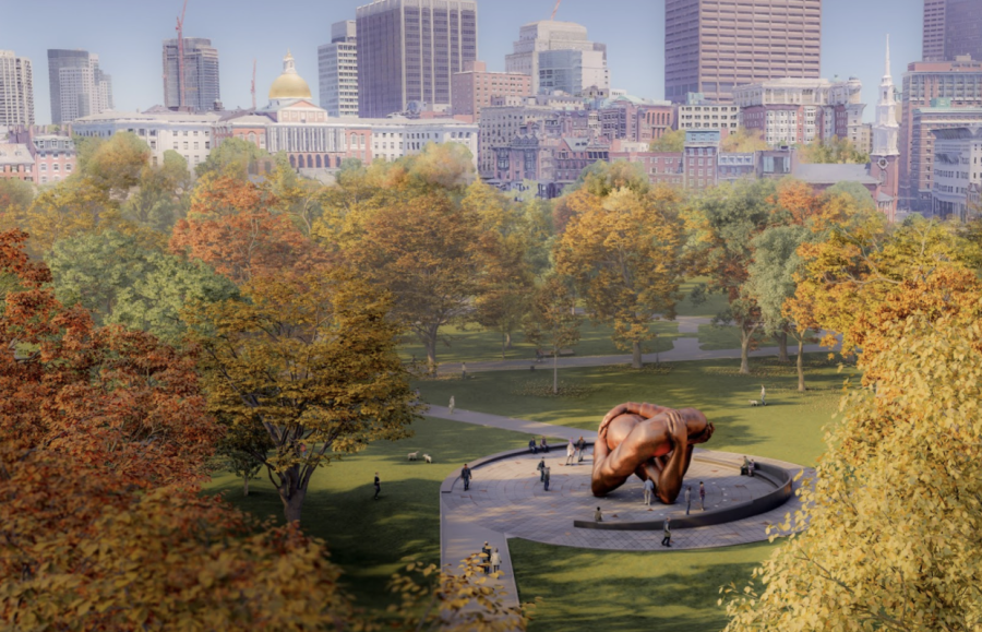 “The Embrace” is a complex monument meant to meaningfully commemorate Boston Black history during the civil rights movement. Photo credit: “The Embrace (c) Hank Willis Thomas, in collaboration with MASS Design Group, King Boston and the City of Boston. Rendering Courtesy of MASS Design Group.
