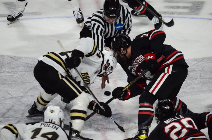 Northeastern men’s ice hockey fell 2-1 in an overtime loss to No. 1 seed Western Michigan in the regional semifinals of the NCAA Men’s Ice Hockey Championship. 