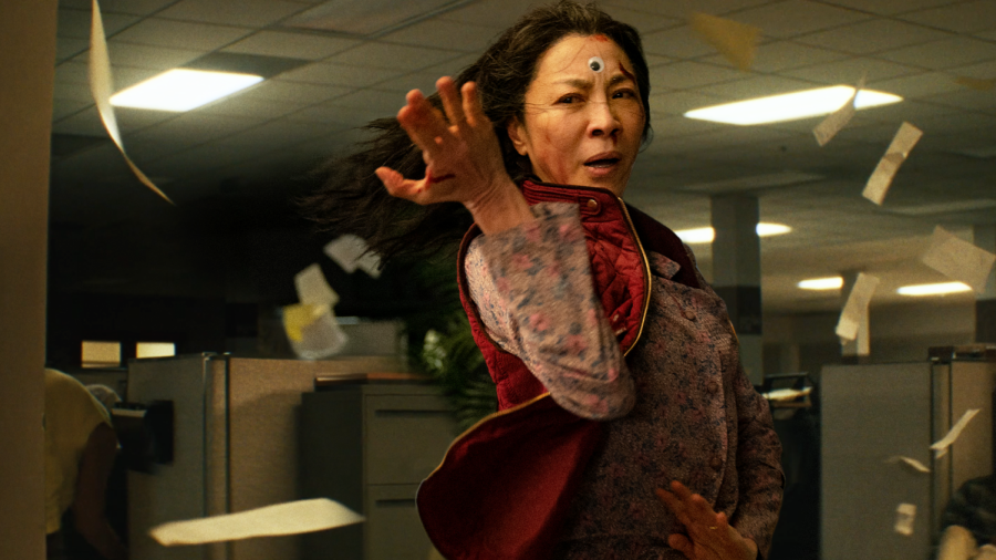 Michelle Yeoh stars in Everything Everywhere All at Once. The film takes on both fantastical mutliverse storytelling and grounded family conflict. Courtesy of A24.