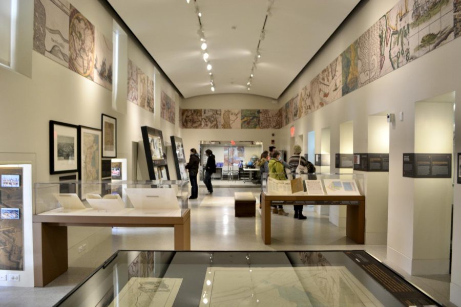 The Norman B. Leventhal Map Center at the Boston Public Library highlights historic maps and plans through a social justice lens. Photo credit to Colette Pollauf.