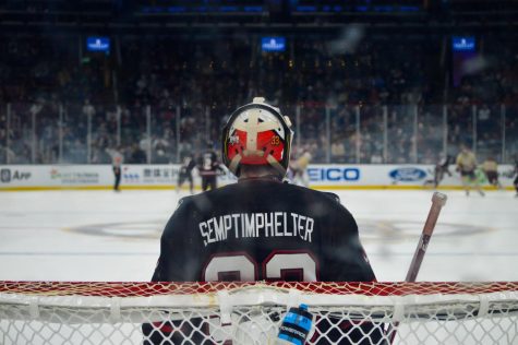 TJ Semptimphelter covered the net in both games of the Beanpot tournament and made an impressive show.