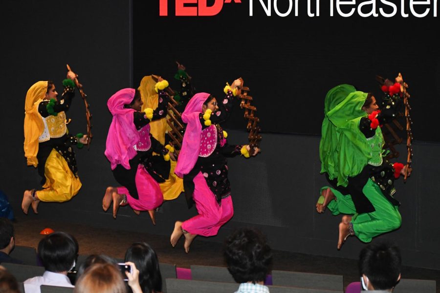 Members of the New England Bhangra Club performed for conference attendees before the lunch break.