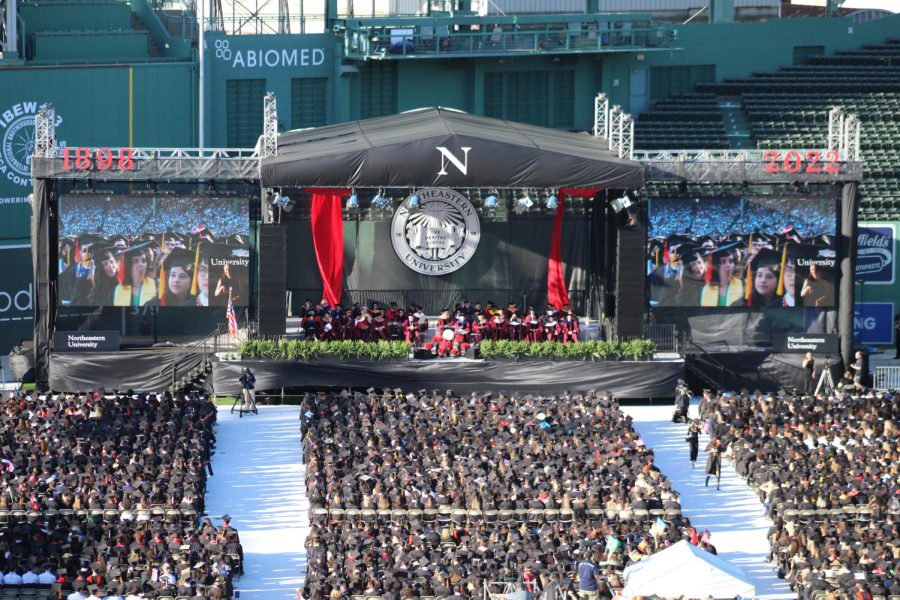 Northeastern hosted its 2022 graduation ceremonies at Fenway Park Friday, May 13. The graduate ceremony took place in the morning and the undergraduate ceremony in the evening. 