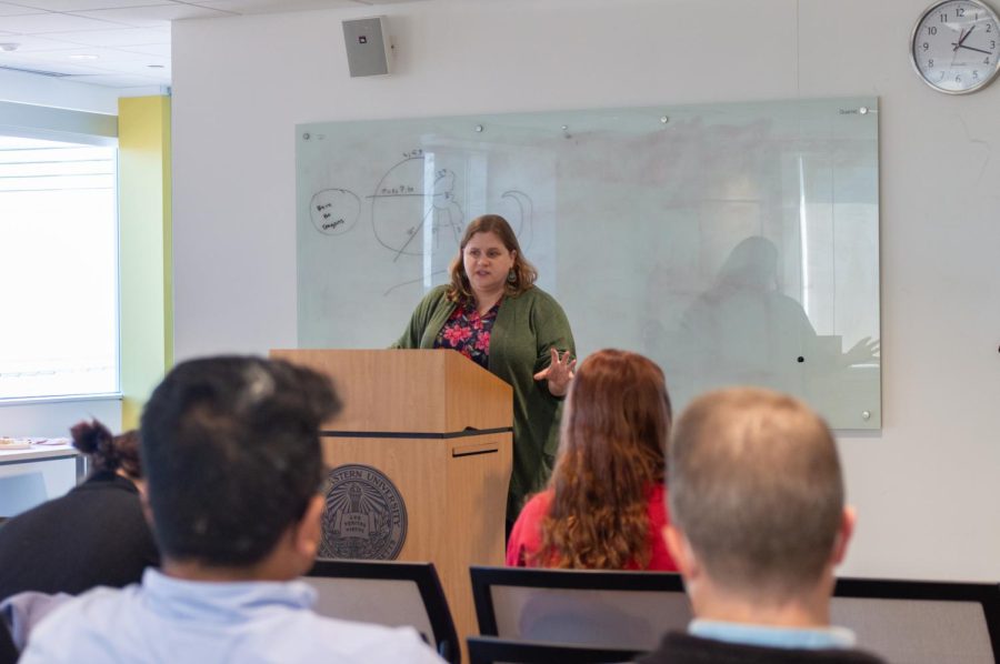 Harvard professor Elizabeth Janiak came to Northeastern Oct. 20 to give a presentation on the public health implications of overturning Roe v. Wade. Some of the research she shared comes from her work as the director of social science research at Planned Parenthood League of Massachusetts.