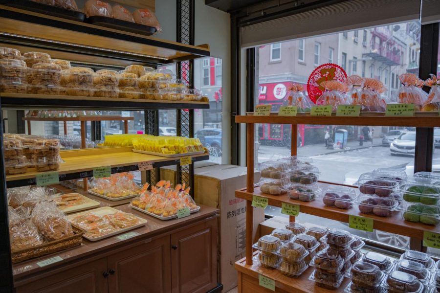 Sweet treats such as cookies and crisps sit on shelves in Taiwan Bakery. This store has given Boston residents and tourists alike an opportunity to taste traditional Taiwanese finger foods.