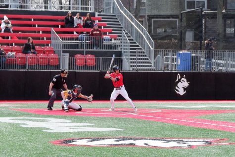 Redshirt senior Danny Crossen steps up to the plate against North Carolina A&T. Crossen notched three runs in the Huskies weekend series against Hartford.