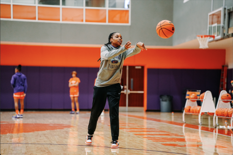 Priscilla Edwards stands on the court at Clemson University. Edwards is taking her talent from the Tigers to the Huskies upon being named Northeasterns womens basketball head coach Thursday afternoon.