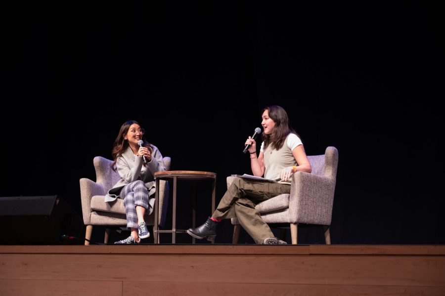 Brenda Song speaks during a Q&A hosted in Blackman Auditorium March 27. Among other topics, Song spoke about her experiences being an Asian American actress for Disney in the early 2000s.