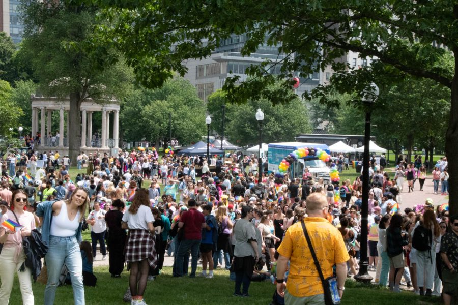 A large crowd congregates during the Pride Festival at Boston Common. The Festival ran from noon to 6 p.m.