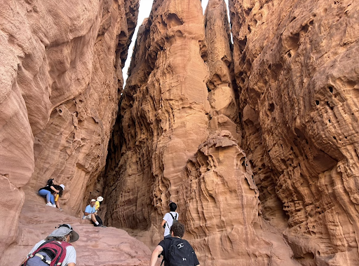 Students on a Dialgoue of Civilizations in Israel explore the country's geographic features. During the Dialogue, students braved a harsh desert environment. Photo courtesy of Lily Webber.