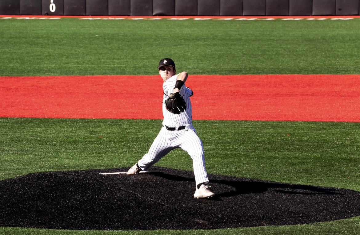 Yost tosses a pitch down the field. In his junior season, the Ossining, New York native tossed a career-high nine strikeouts in a game against the University of Delaware.
