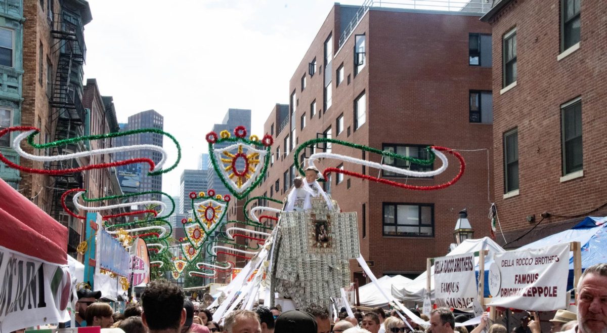 The statue of St. Anthony is marched through the feast. On Sunday, Aug. 27, the statue was marched along the Endicott, Thacher and North Margin Streets for 10 hours.