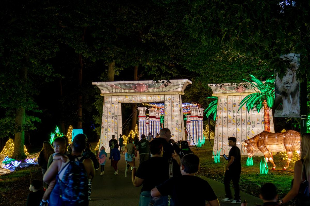 While walking through the zoo, guests enter an Egyptian-themed area where they can see a sphinx, a cobra, hippos and crocodiles made of lanterns. This was coordinated with the daytime layout of the zoo because the camels can be found in the same area.