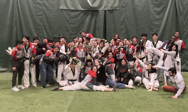 Northeasterns Taekwondo team poses for a photo after winning first place in Division 1 of the 2022 Eastern Collegiate Taekwondo Conference. This was the first time the team secured a first place victory. Photo courtesy Northeastern Taekwondo.
