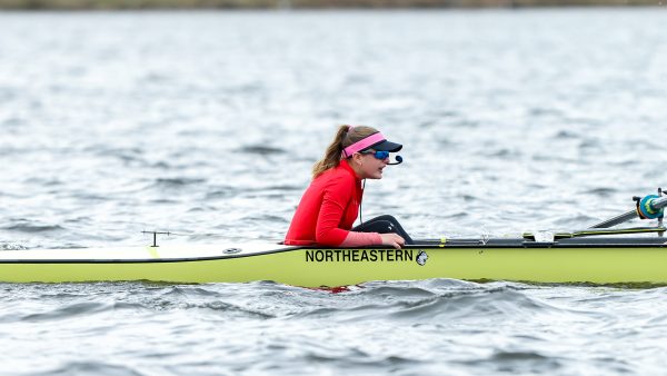 Camille-Arnold Mages calls to her crew from the coxswain position. Arnold-Mages was named coxswain for the United States Womens Coxed Four boat at the U23 World Rowing Championships this summer. 