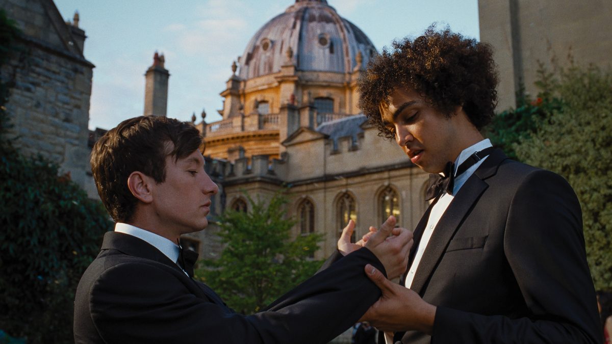 Barry Keoghan (left) and Archie Madekwe (right) star in Saltburn. The film is Emerald Fennells follow-up to Promising Young Woman. Photo courtesy Metro-Goldwyn-Mayer Studios.