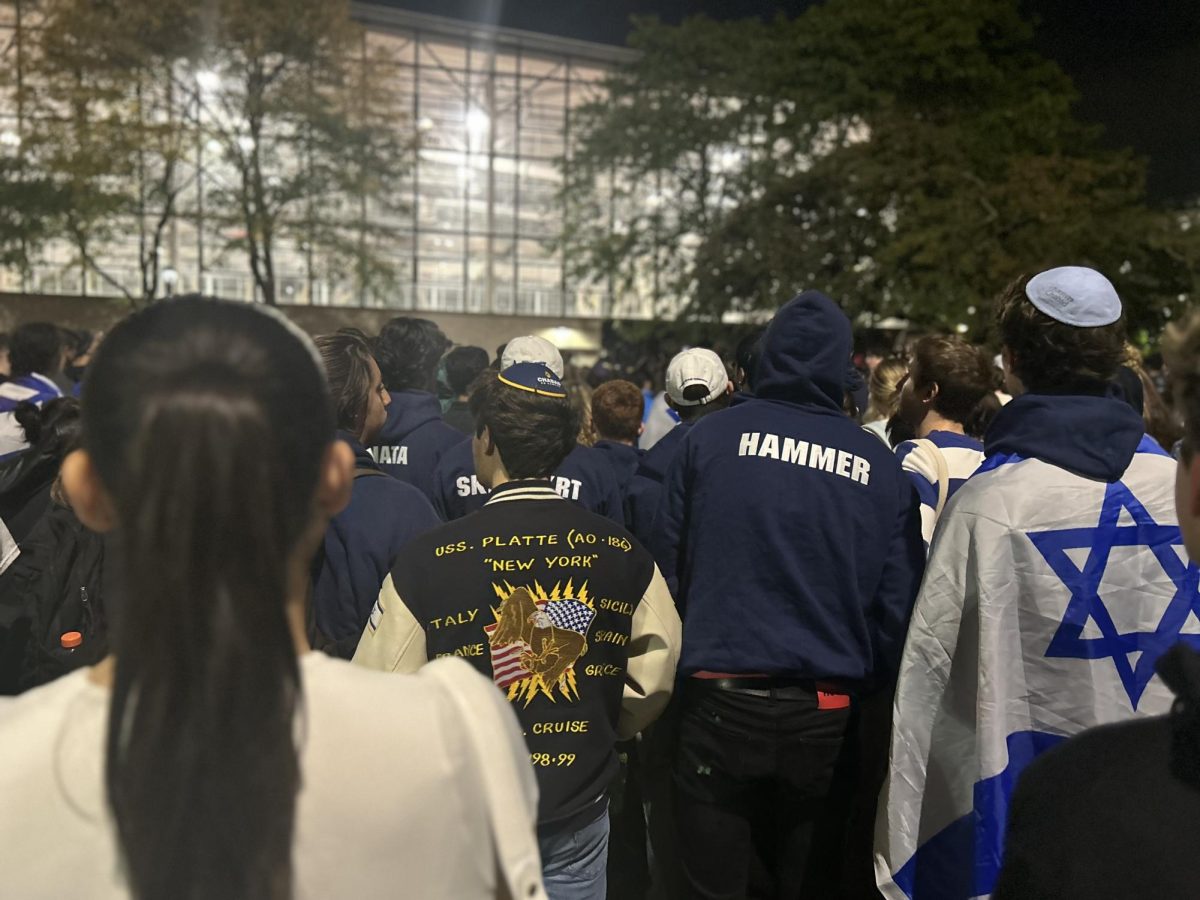 Northeastern students gather in solidarity with Israel on Cabot Quad Oct. 10. On Oct. 7, Hamas launched an assault on Israel, with thousands of rockets raining down on southern and central Israel.
