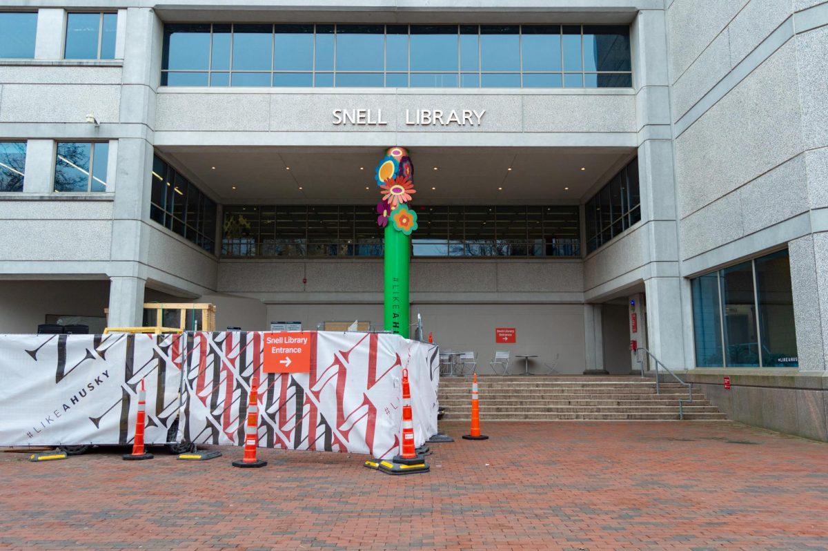 The exterior of Snell Library. Northeastern announced in an email to students Friday afternoon that the second floor of Snell will close Feb. 20 for renovations, while the basement level will reopen the same day.