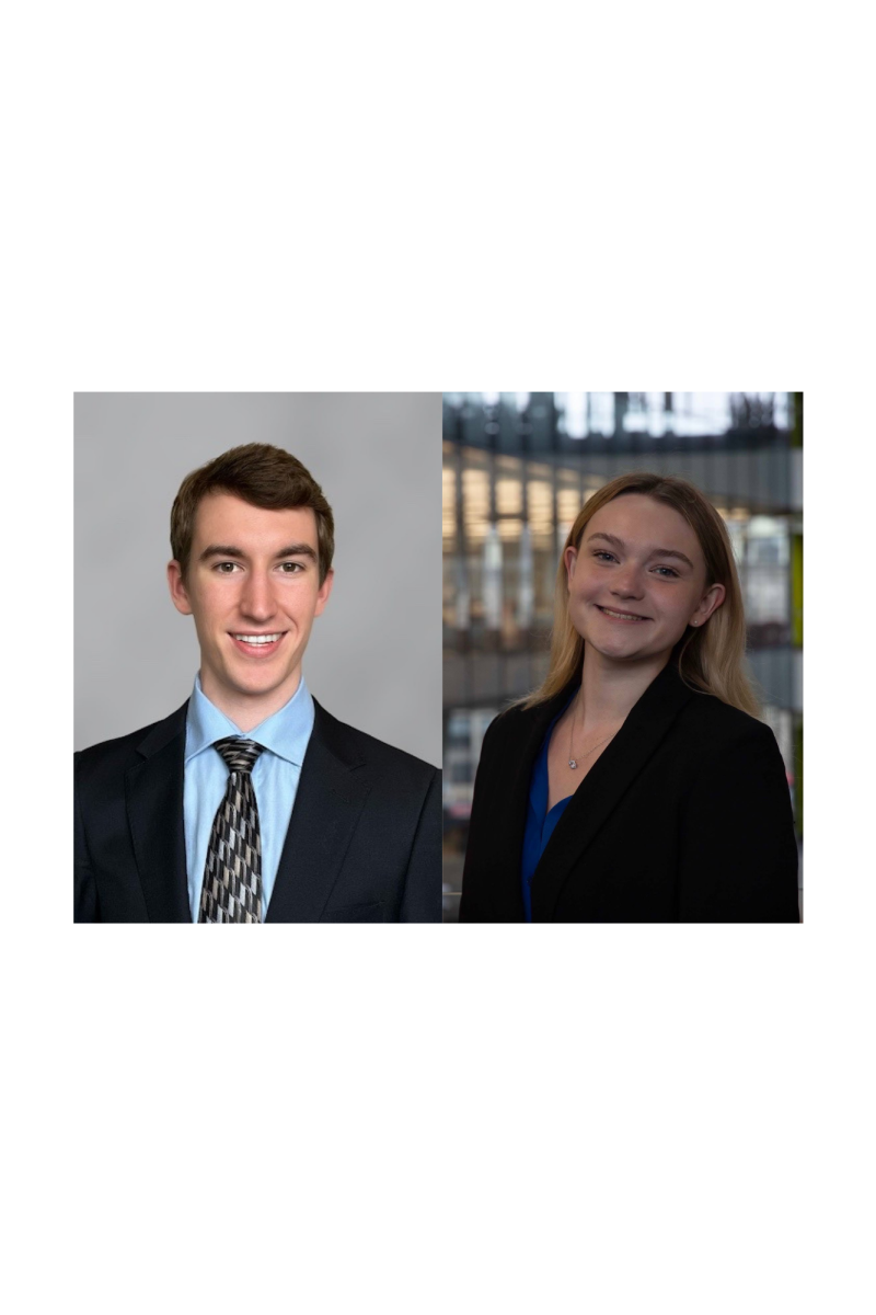 Matthew Coughlin (left) and Cassidy Donoghue pose for separate headshots. The two decided to run for president and vice president of the Student Government Association for the 2024-25 academic year. Photos courtesy Student Government Association.