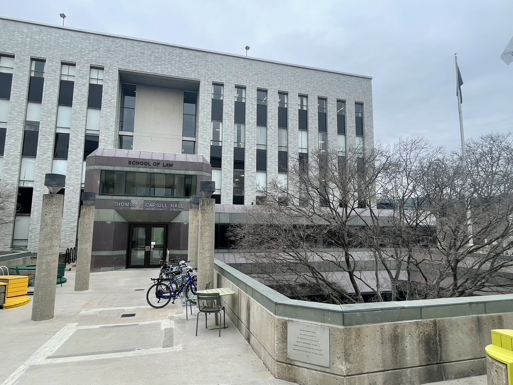 The entrance to the Law Library stands just off Forsyth Street. Huskies of all colleges visited the library this semester, with varied hours of operation day to day.
