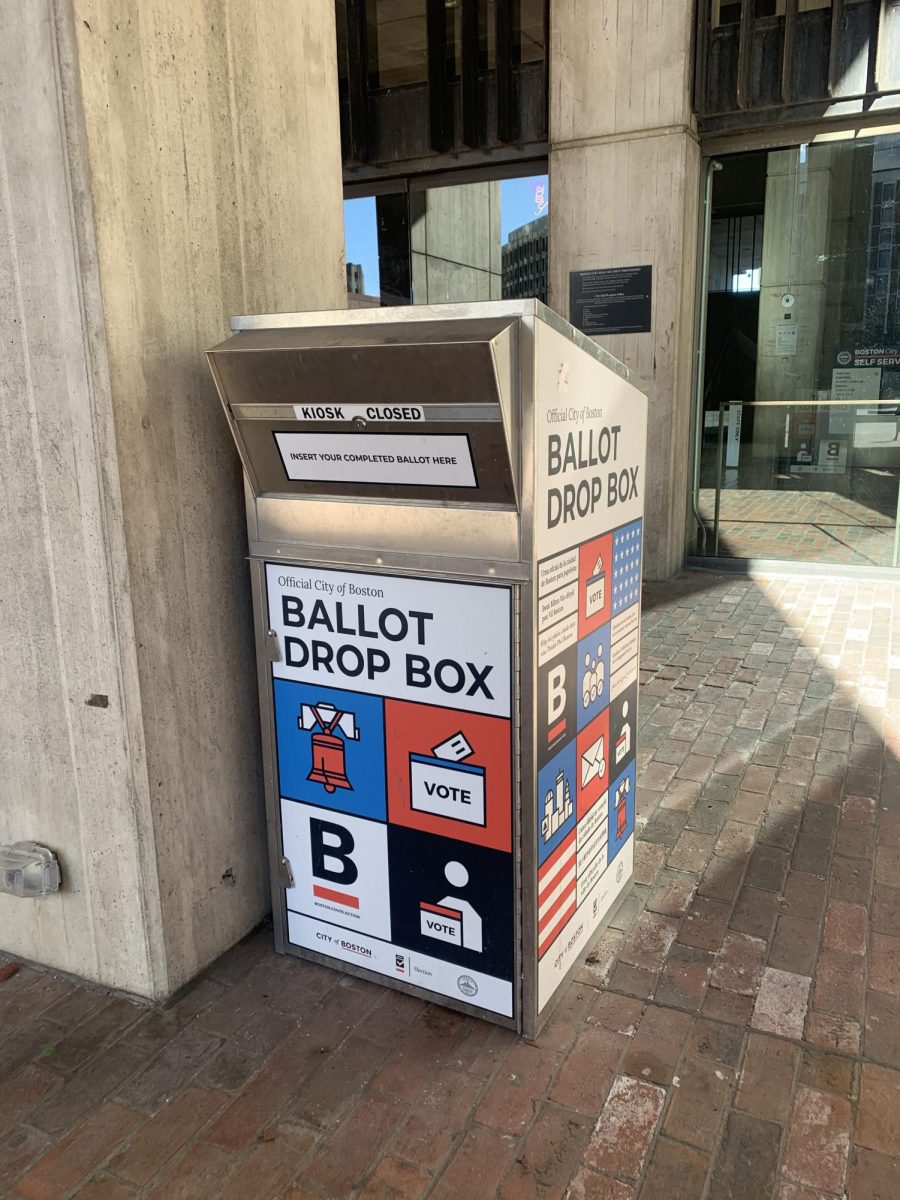 A ballot drop box in front of Boston City Hall. Many young voters expressed plans for opting out of voting in the 2024 presidential election.