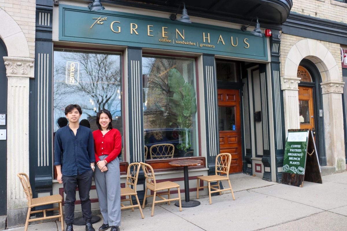 Phi Long Phan (left) and Linh Phan (right) stand in front of The Green Haus. The cafe fully opened in February.