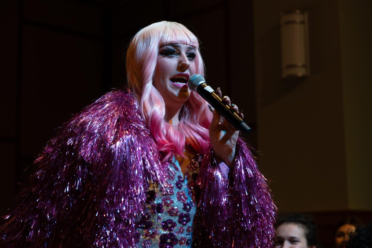 Laganja+Estranga+speaks+to+the+crowd.+Along+with+her+performances%2C+she+also+spoke+about+the+importance+of+students+voting+and+the+LGBTQ%2B+community+having+a+seat+at+the+table.