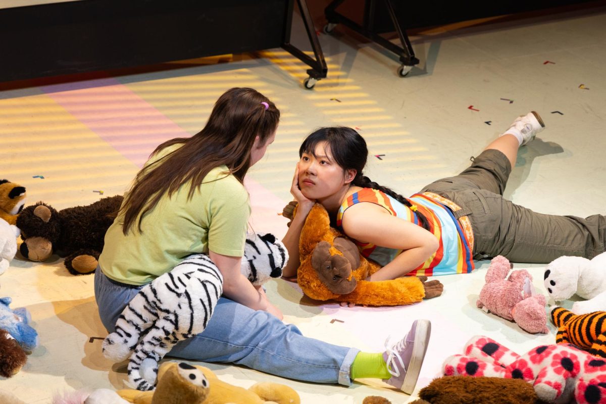 Abby Barton (left) and Cecilia Liang in a scene from Usual Girls. Northeasterns production of Ming Peiffers play ran from March 28 to April 7.