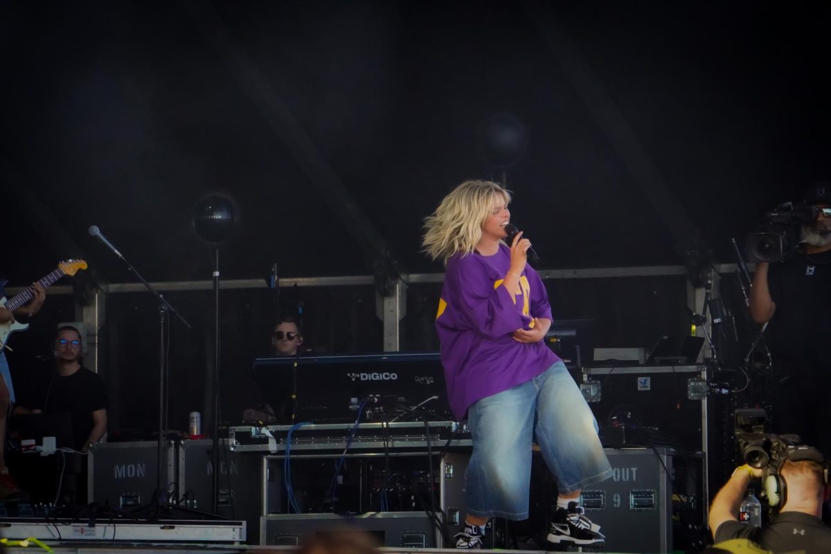 Rapp performs her song “Not My Fault,” from the 2024 “Mean Girls” movie, which was originally a collaboration with Megan Thee Stallion, who performed at Boston Calling Sunday. Rapp played Regina George in the Broadway musical “Mean Girls” in 2019 and recently reprised the role in the 2024 movie musical.