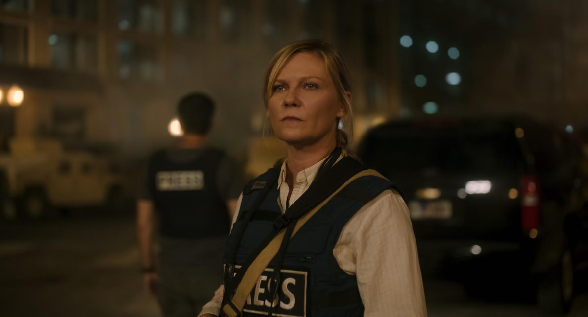 Kirsten Dunst stars as Lee in Civil War. Though “Civil War” had real potential, it failed to provide interesting critiques. Photo courtesy A24.