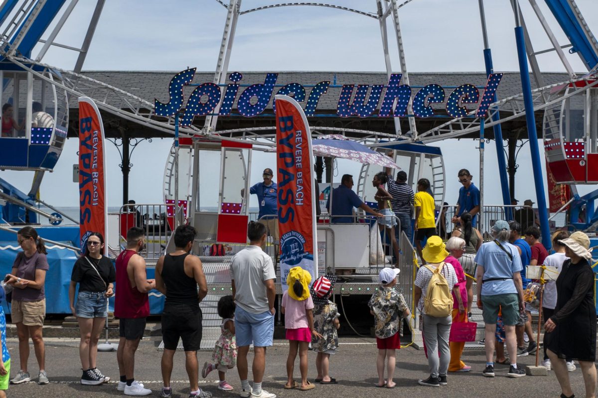 Visitors wait in line for the Spider Wheel. The festival also had a fun house and carousel, among other rides.