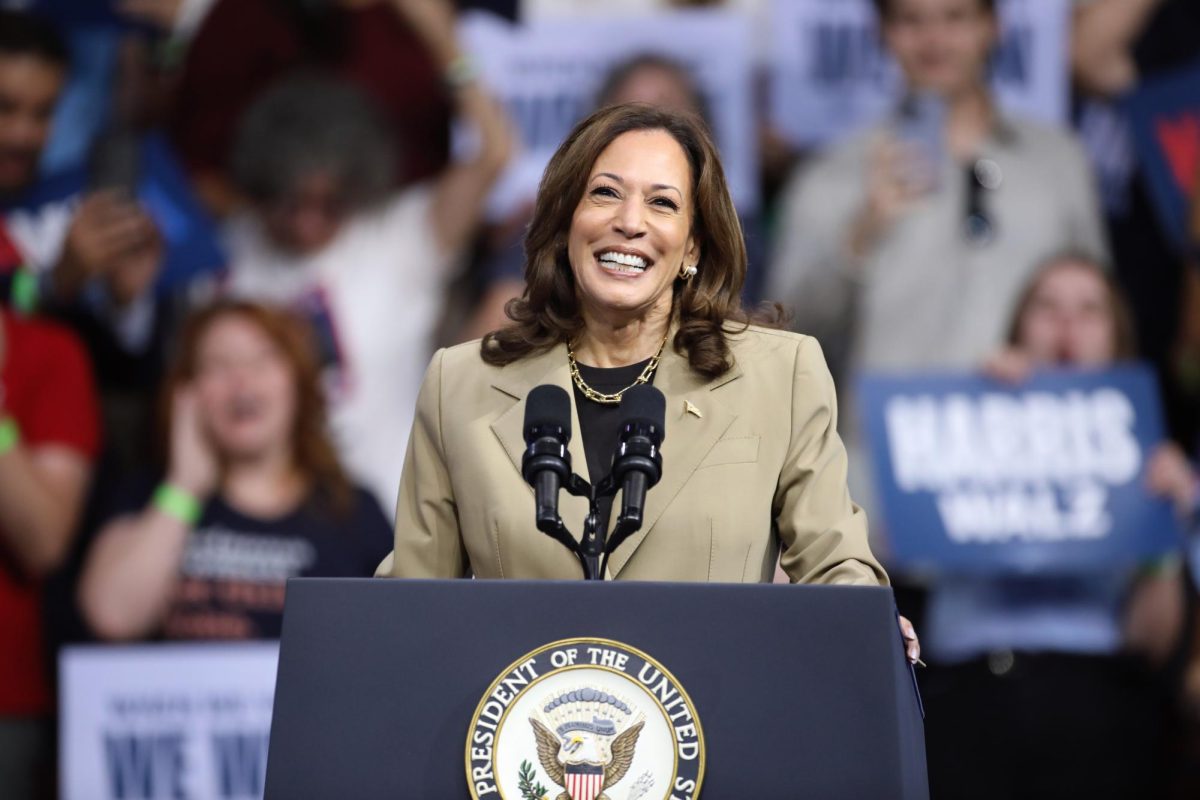 Kamala Harris smiles during a campaign rally in Arizona Aug. 9. Harris became the Democratic presidential nominee after President Joe Biden stepped down from the 2024 elections. Photo courtesy Gage Skidmore, flickr.