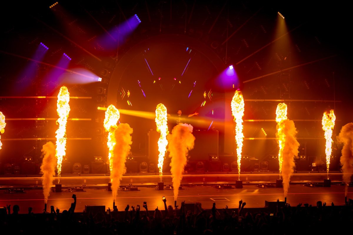 Pyrotechnics, smoke and lasers go off as Zedd reaches the peak of his song. Zedd spared no expense on production, making sure there were plenty of effects throughout the entire performance.