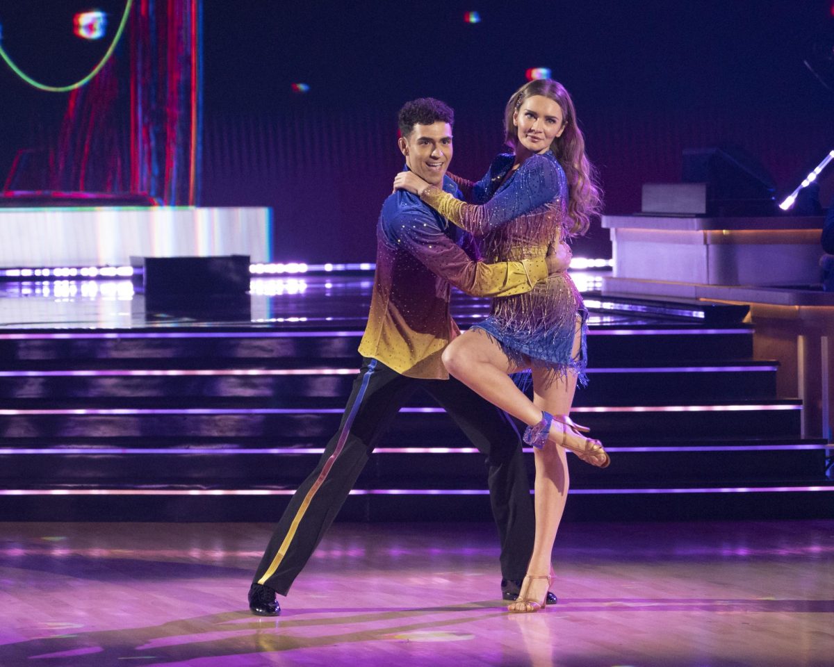 Anna Delvey (right) competes on “Dancing with the Stars” with Ezra Sosa. Delvey’s participation on the show was met with controversy given her background as a fraudster. Photo courtesy Eric McCandless, Disney.