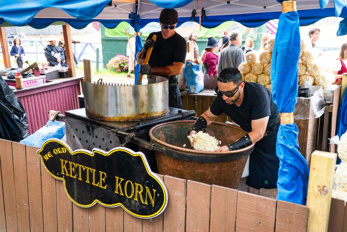 Fair workers make and sell “Kettle Korn.” Other snacks included fried dough, cotton candy and more.