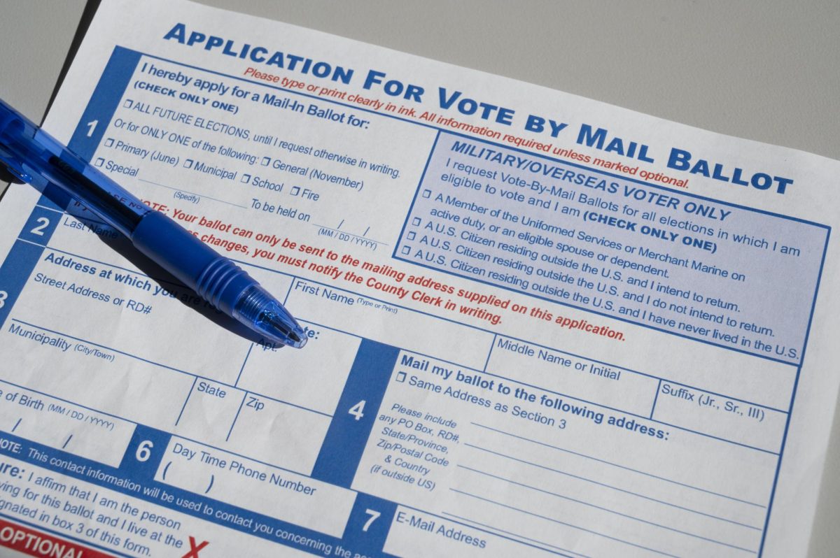 A mail-in ballot request form. In the 2016 election, 33% of validated voters between the ages of 18 and 29 were recorded as non-voters.