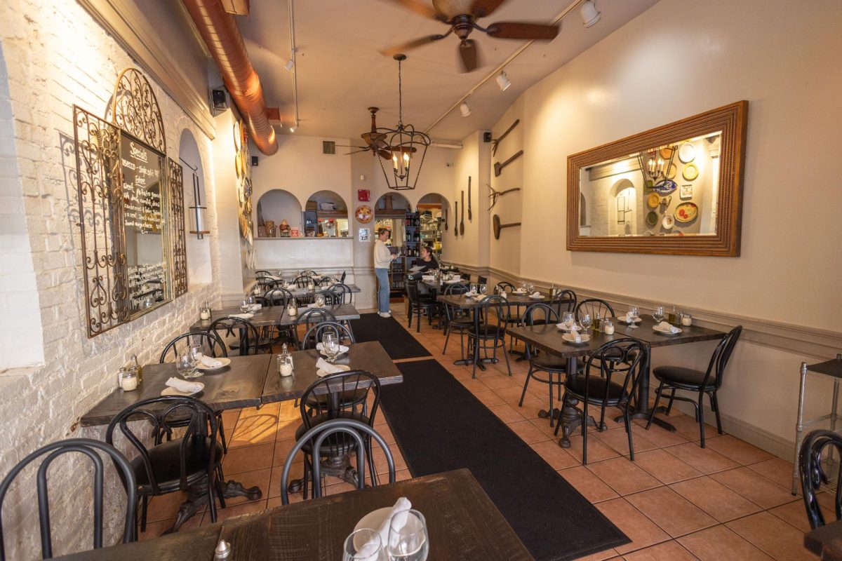 Tables fill the interior of Panza.