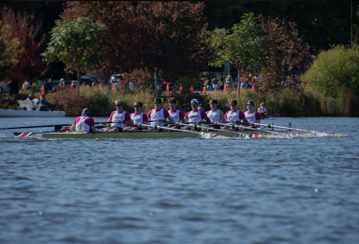 Northeastern men's rowing competes on the Charles River Oct. 20. The men's Championship A earned seventh place.