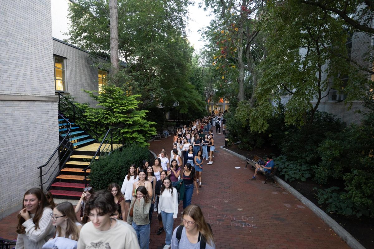 Students line up for sorority rush activities. Over 1,000 people participated in rush this semester.