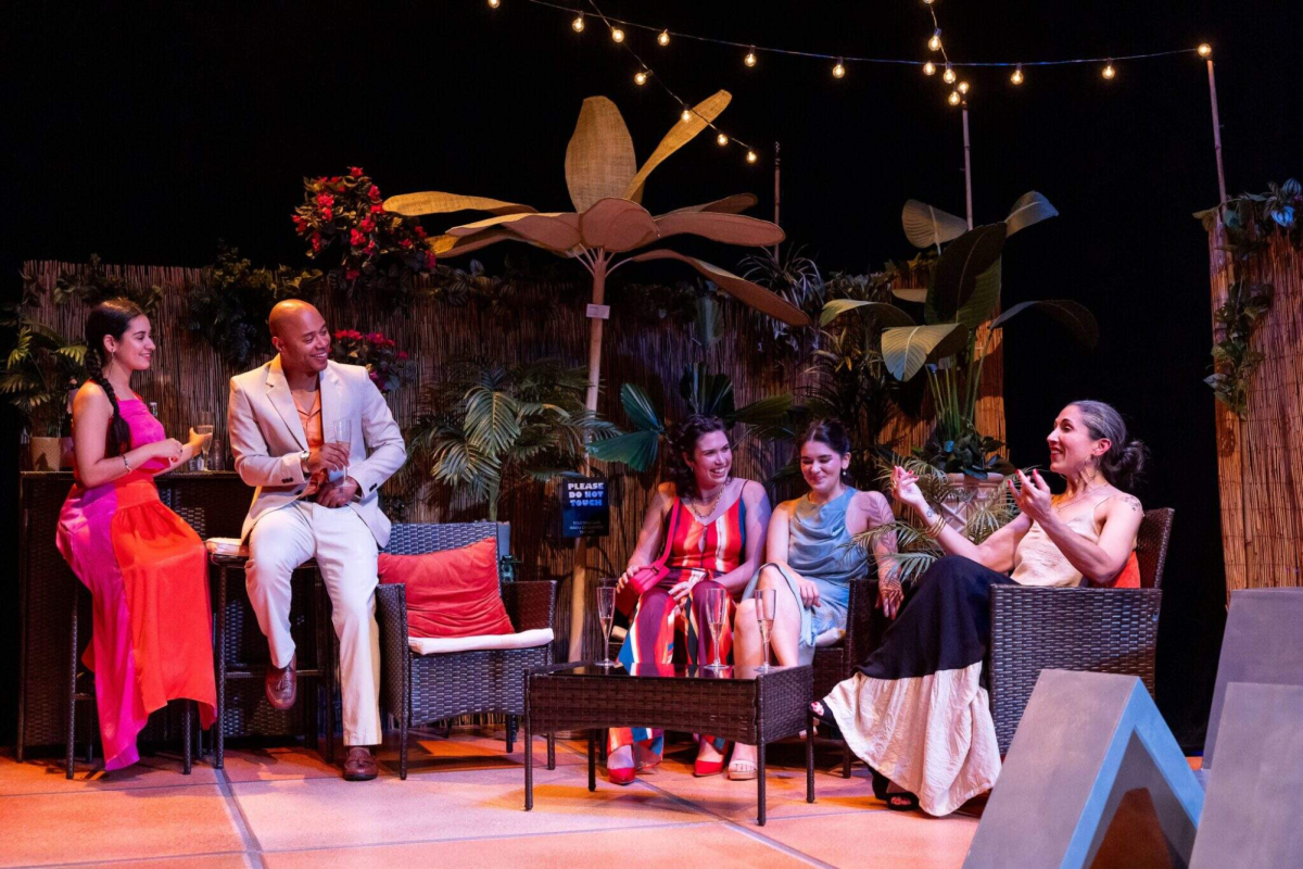 Luz Lopez, Daniel Rios Jr., Brogan Nelson, Rebekah Rae Robles and Paola Ferrer (left to right) star in "Laughs in Spanish." The show was written as a telenovela-style drama. Photo courtesy Nile Scott Studios.