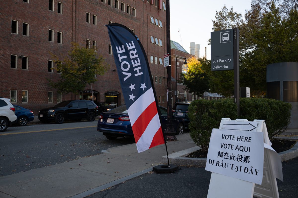 Signs direct voters toward an early voting station at the Museum of Fine Arts. A heightened sense of anxiety was said to be experienced by many this election season.