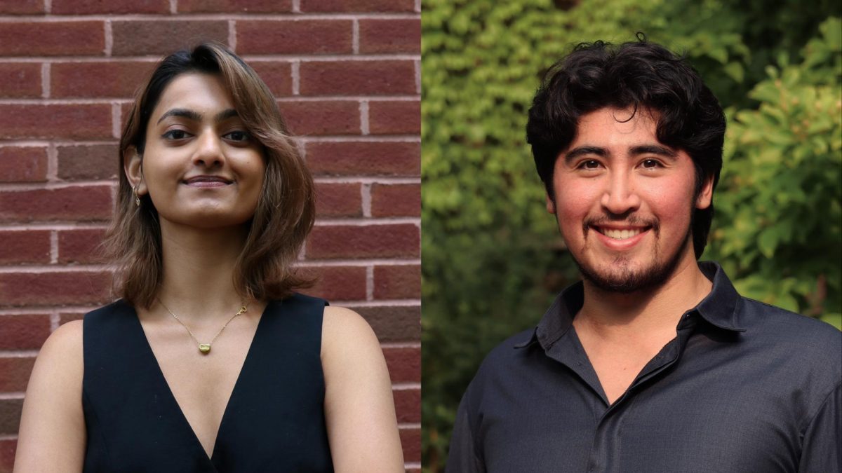 Naomi Rajput (left) and Evan Smith pose for a headshot. The two co-founded Eden, a software with AI components that aims to help simplify administrative tasks in healthcare for both workers and patients. Right photo courtesy Evan Smith.