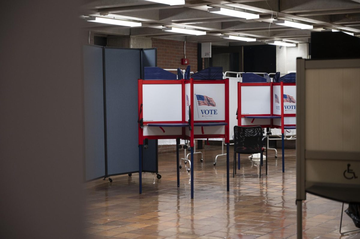 Voting booth dividers in City Hall. The Massachusetts polls remained open from 7 a.m. to 9 p.m.