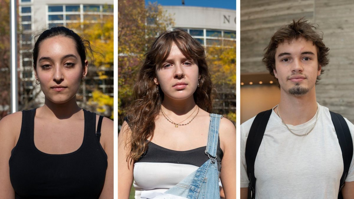 Valentina Moghaddam, Eve O’Sullivan and Luke McLoughlin (left to right) pose for a headshot. Students and faculty across campus expressed a wide range emotions in response to the results of the 2024 presidential election.