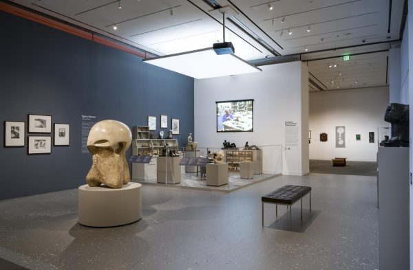 The Marquette Studio in the MFA. The studio mimicked that of Moore’s at Perry Green, containing his desk, figures and sketches. Photo courtesy MFA.